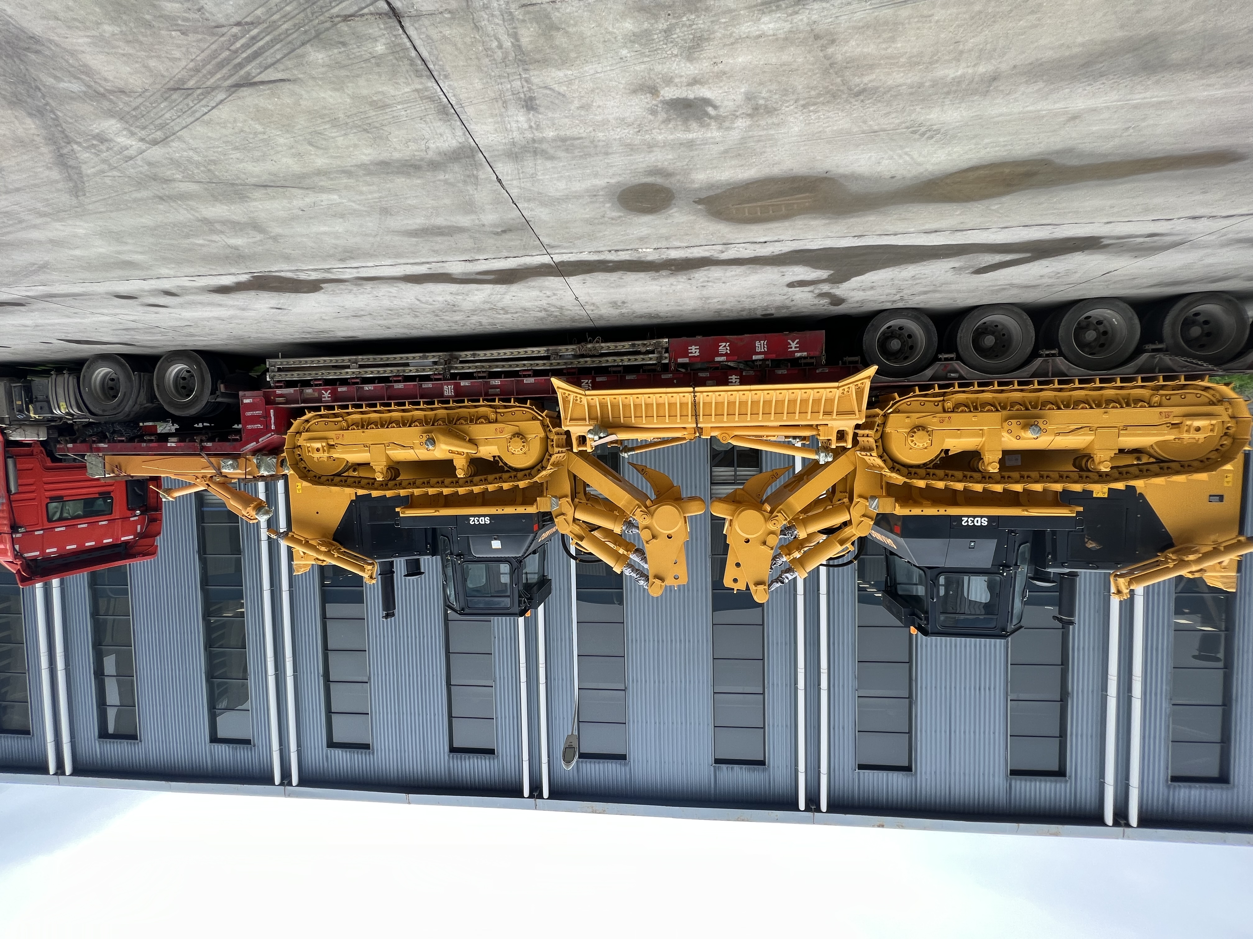 SHANBO bulldozer being loaded for export shipment